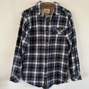 Legendary Whitetails Shirt Men Sm Long Sleeve Buck Camp Navy Gray Plaid Flannel